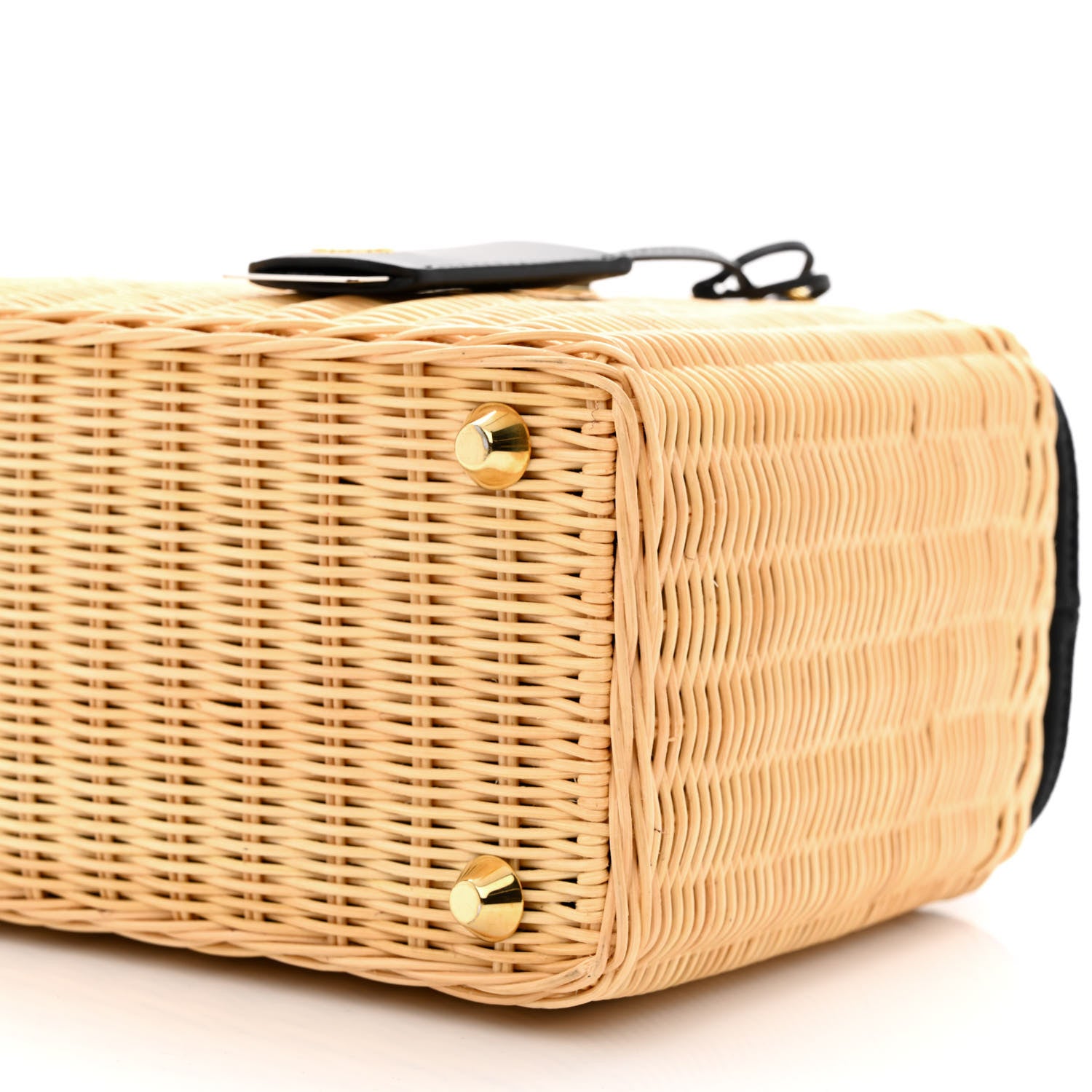 Prada Wicker Canvas Tote Naturale Black 11 of 11