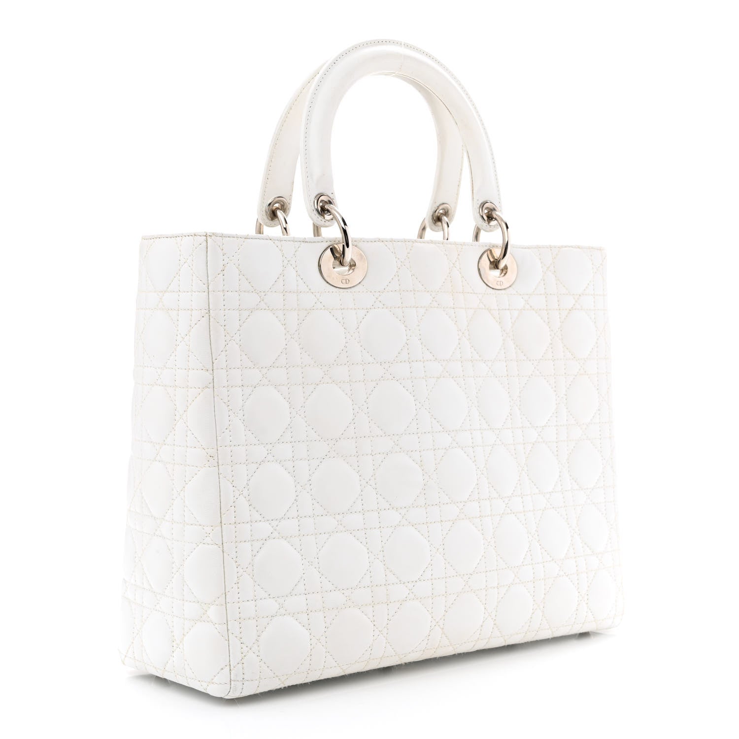 Christian Dior Lambskin Cannage Large Lady Dior White 3 of 14