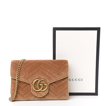 Gucci Velvet Matelasse GG Marmont Chain Wallet Taupe 12 of 12