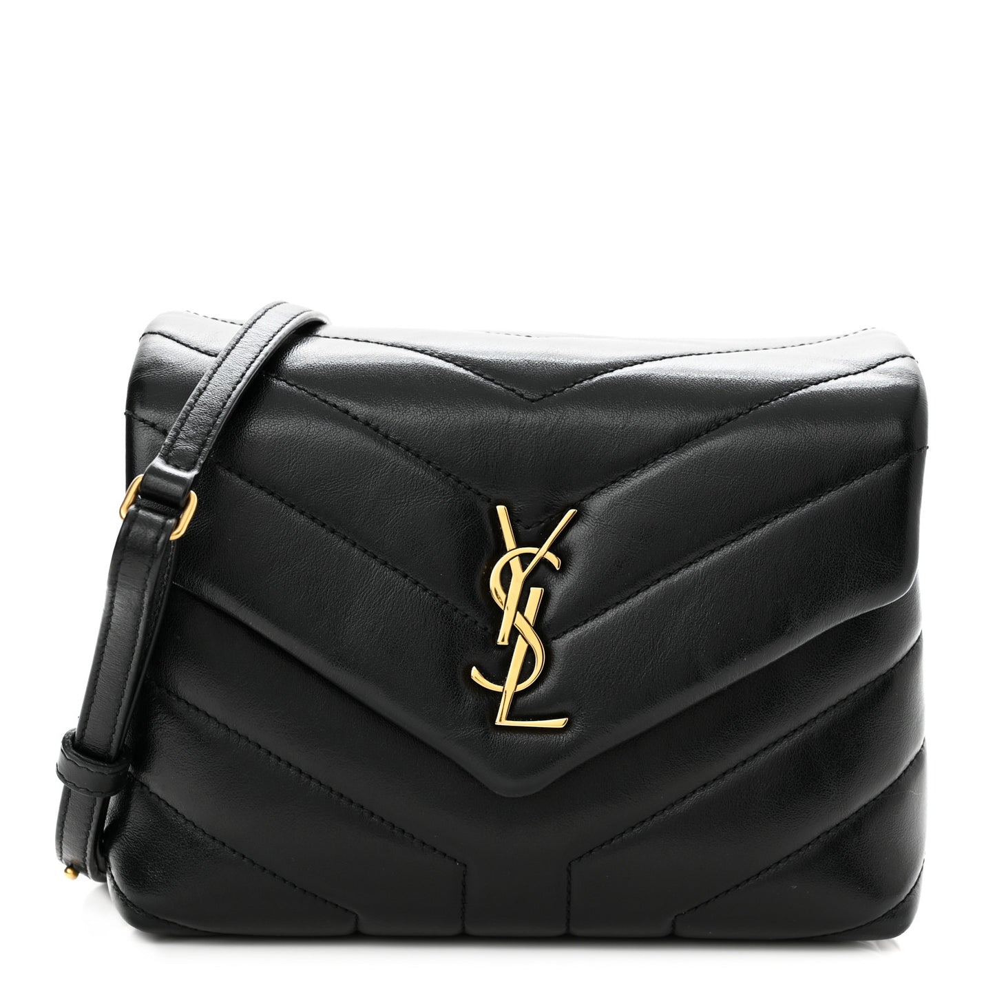 Calfskin Y Quilted Monogram Toy Loulou Crossbody Bag Black