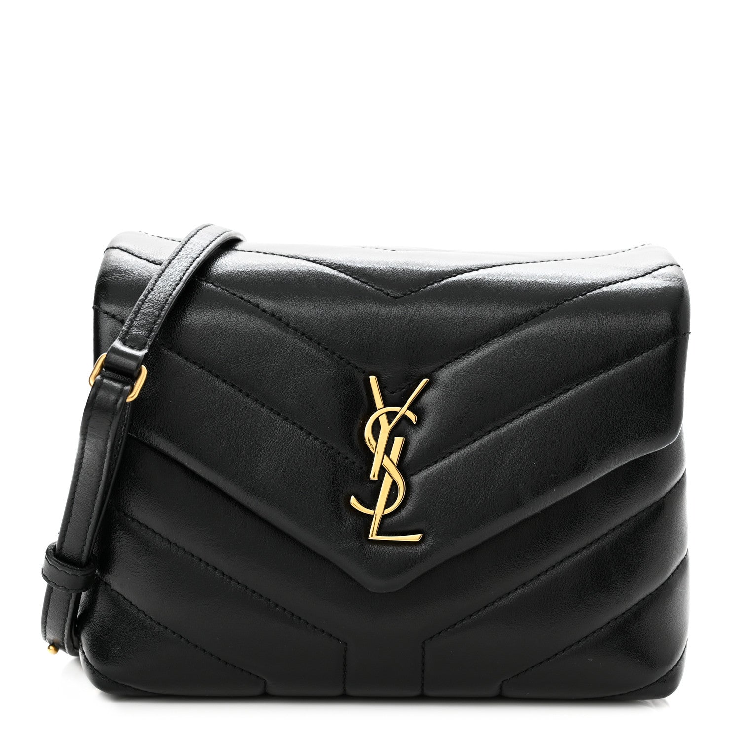 Saint Laurent Calfskin Y Quilted Monogram Toy Loulou Crossbody Bag Black 1 of 13