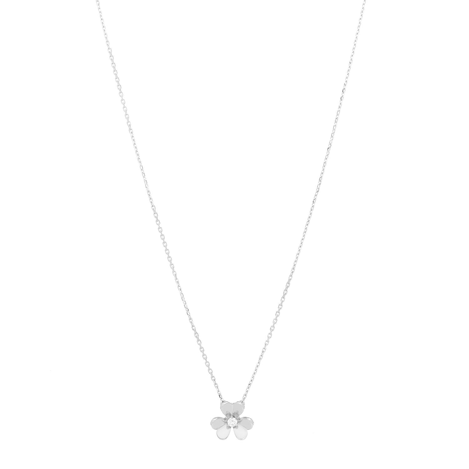 Van Cleef & Arpels 18K White Gold Diamond Mini Frivole Pendant Necklace 1 of 6
