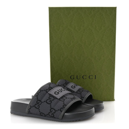 Gucci Monogram Ripstop Demetra Mens Slide Sandals 8 Grey Black 10 of 10
