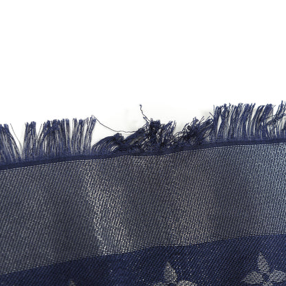 Louis Vuitton Wool Silk Monogram Shawl Blue Nuit 5 of 5