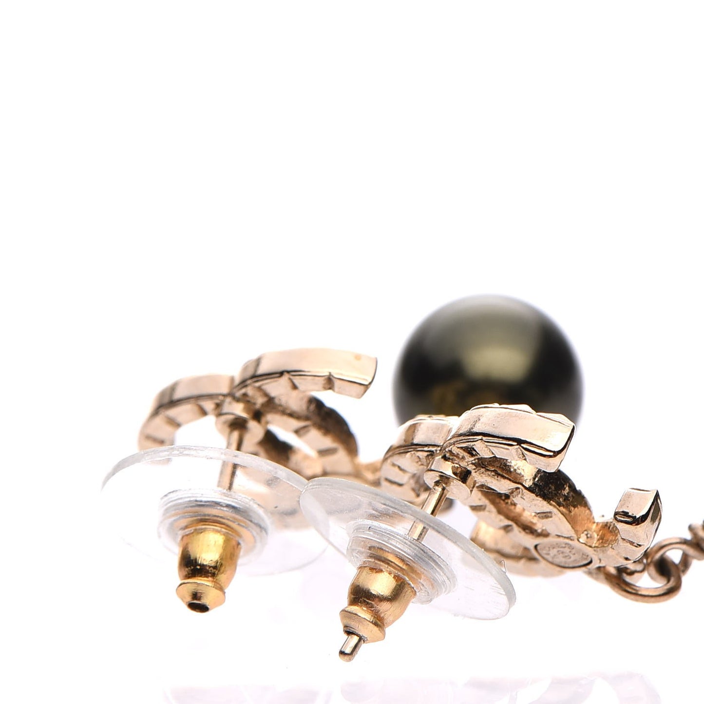 Bead CC Drop Earrings Gold