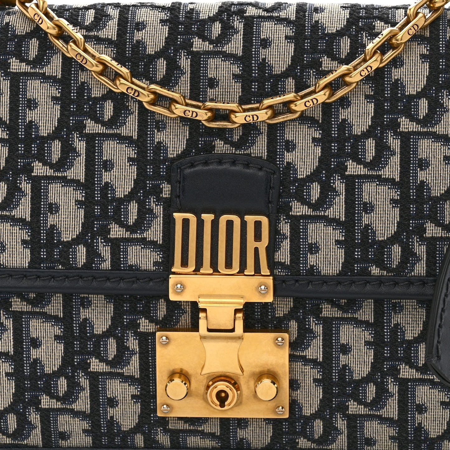 CHRISTIAN DIOR Oblique Small DiorAddict Flap Bag Navy Blue