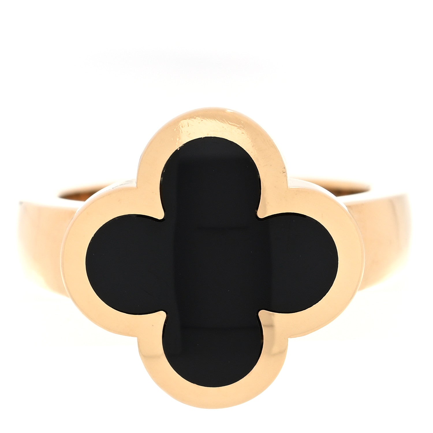 Van Cleef & Arpels 18K Yellow Gold Black Onyx Pure Alhambra Ring 52 6 1 of 4