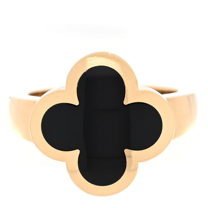 Van Cleef & Arpels 18K Yellow Gold Black Onyx Pure Alhambra Ring 52 6 1 of 4