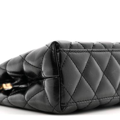 Chanel Shiny Aged Calfskin Quilted Nano Kelly Shopper Black 9 of 10