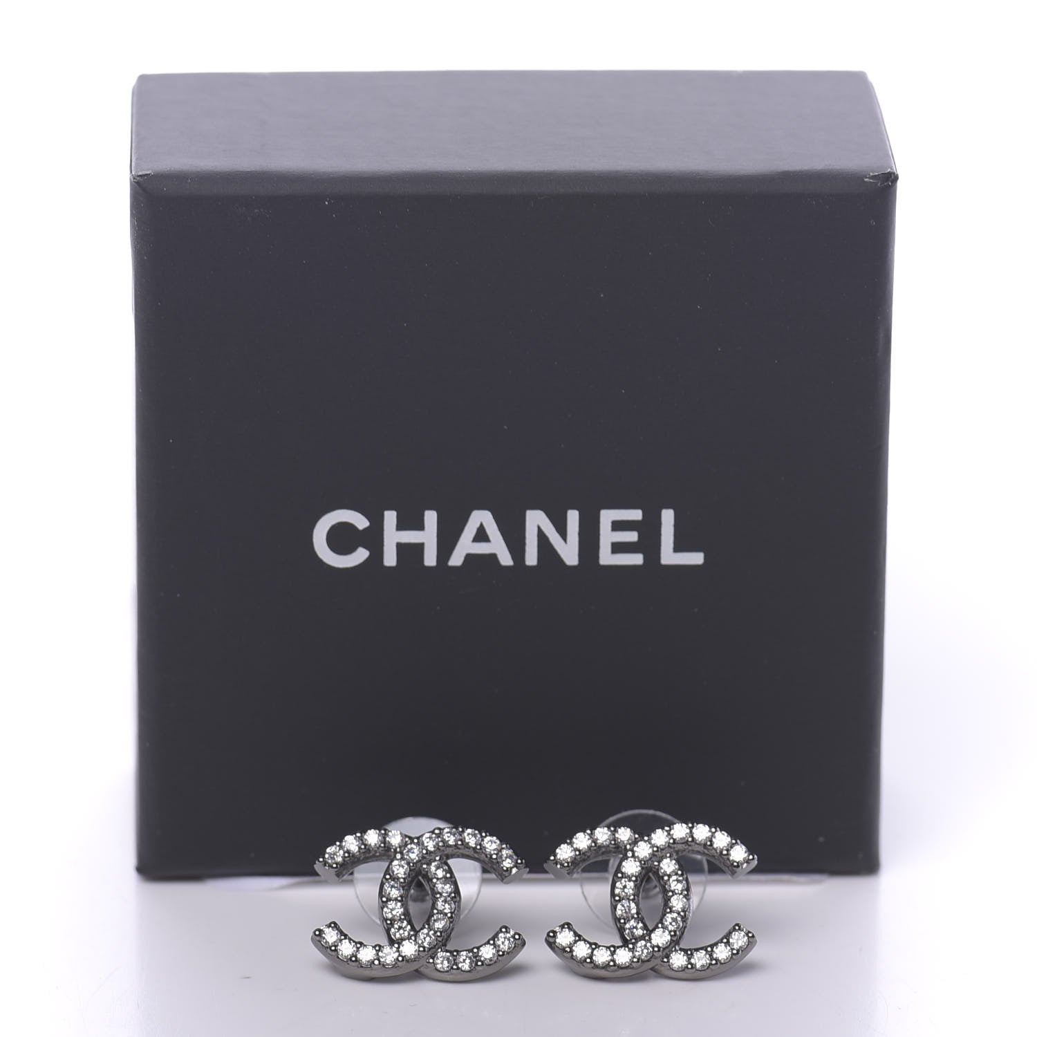 Chanel Crystal Darling Bows CC Earrings Silver 5 of 5