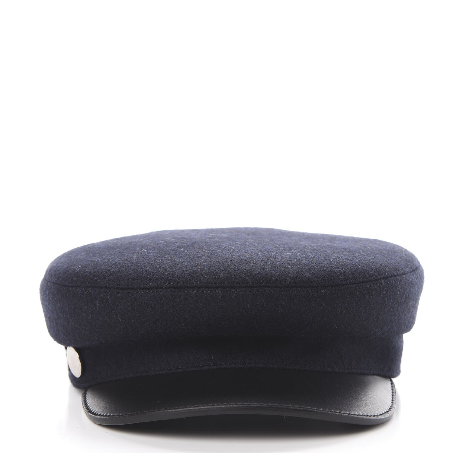 Hermes Glossy Lambskin Wool Womens Vauban Cap 58 Marine Black 4 of 8