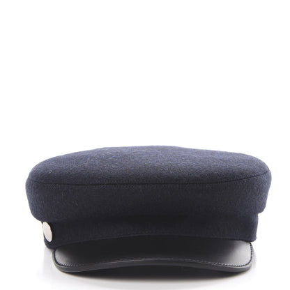Hermes Glossy Lambskin Wool Womens Vauban Cap 58 Marine Black 4 of 8