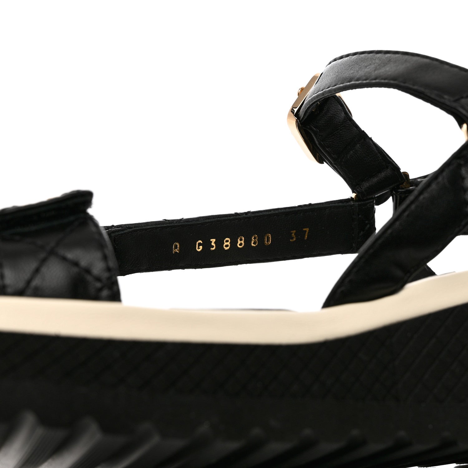 Chanel Lambskin Logo Platform Sandals 37 Black White 8 of 9