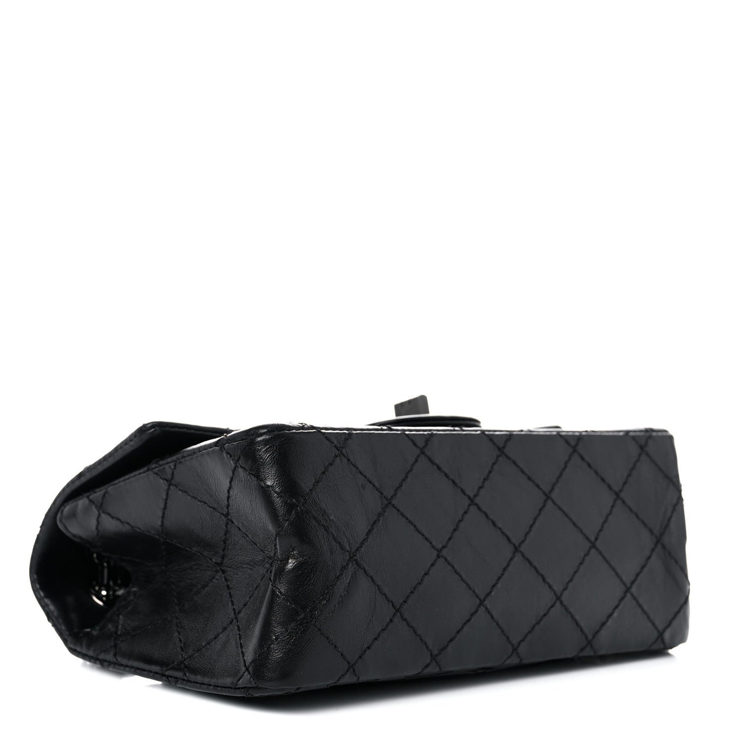Aged Calfskin Quilted 2.55 Reissue Mini Flap So Black