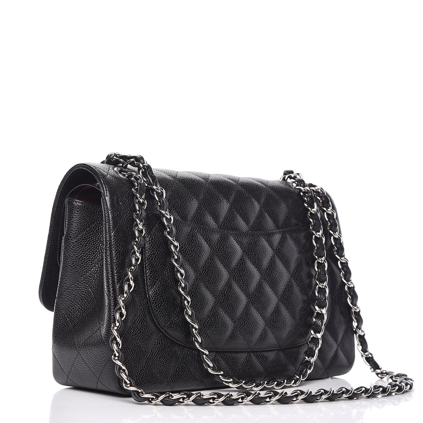 Caviar Quilted Jumbo Double Flap Black