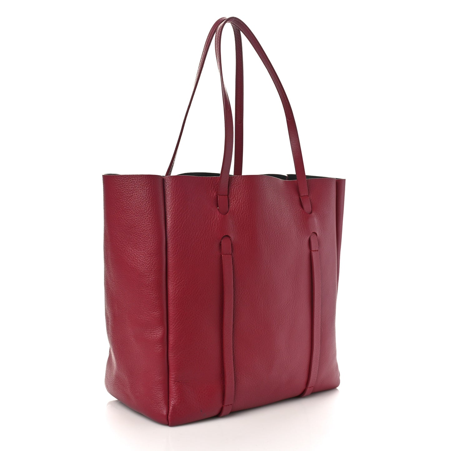 Veau Baltimore Double Sided Small Everyday Tote Rouge Vermeil Black