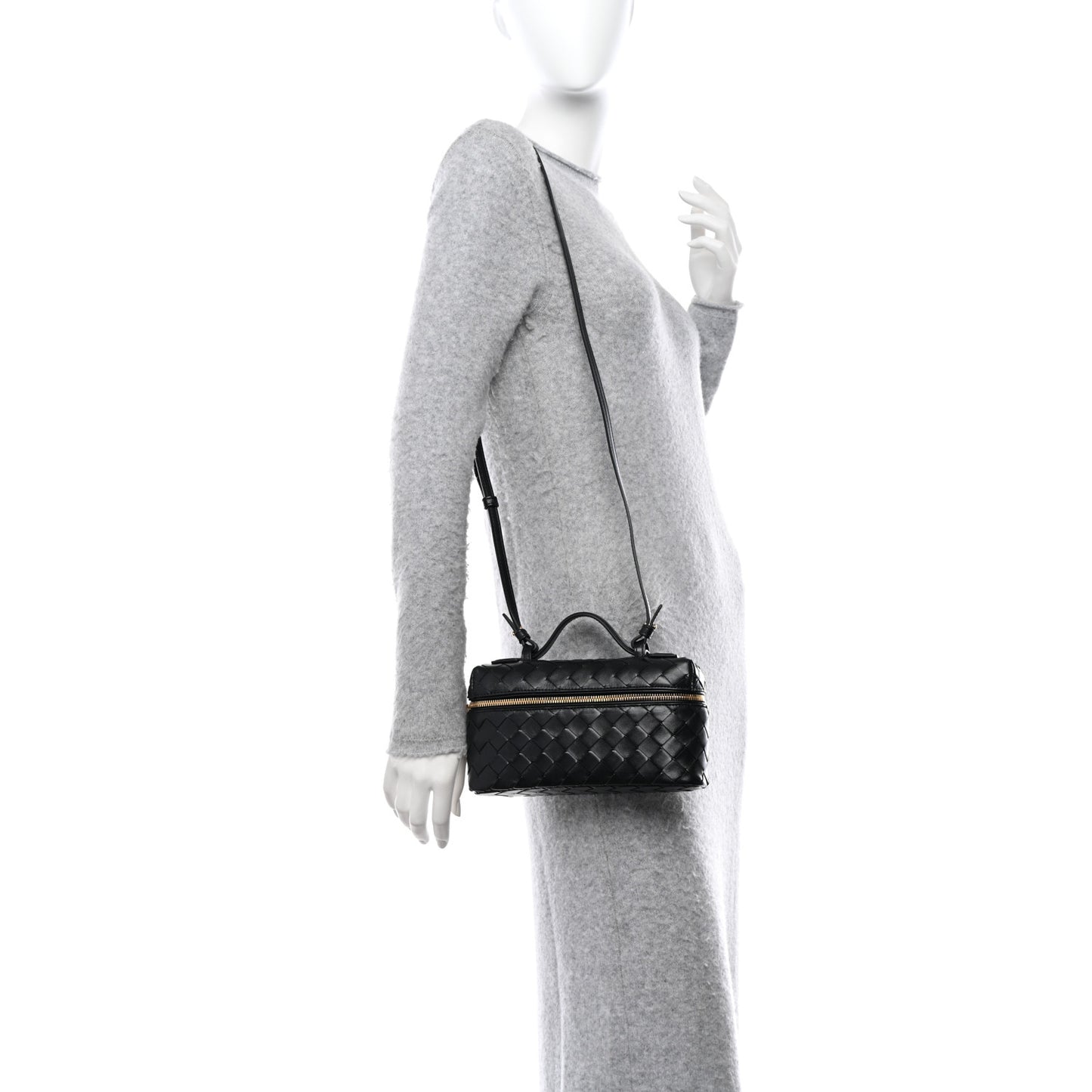 BOTTEGA VENETA Calfskin Intrecciato Bang Bang Vanity Case Black