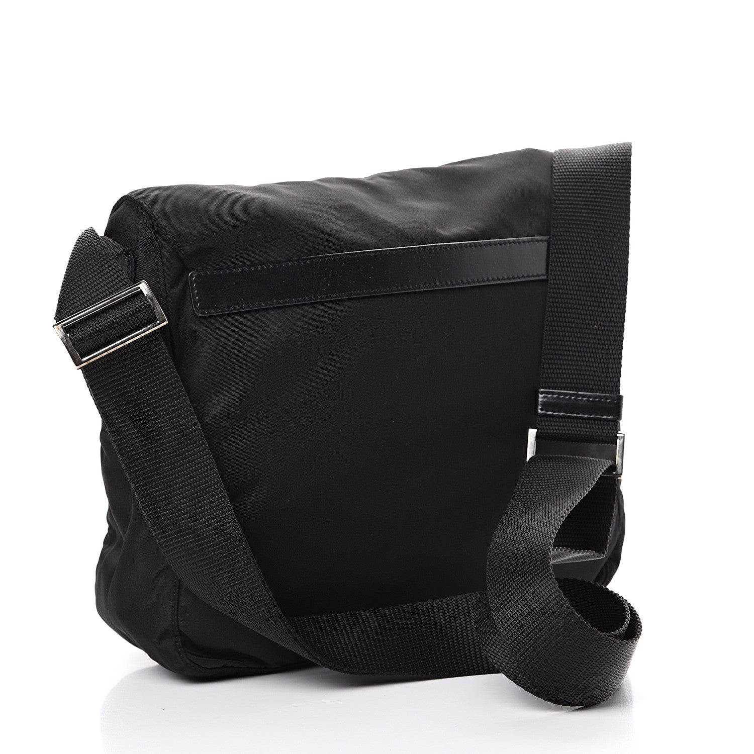 Prada Tessuto Nylon Single Buckle Messenger Bag Black 2 of 13