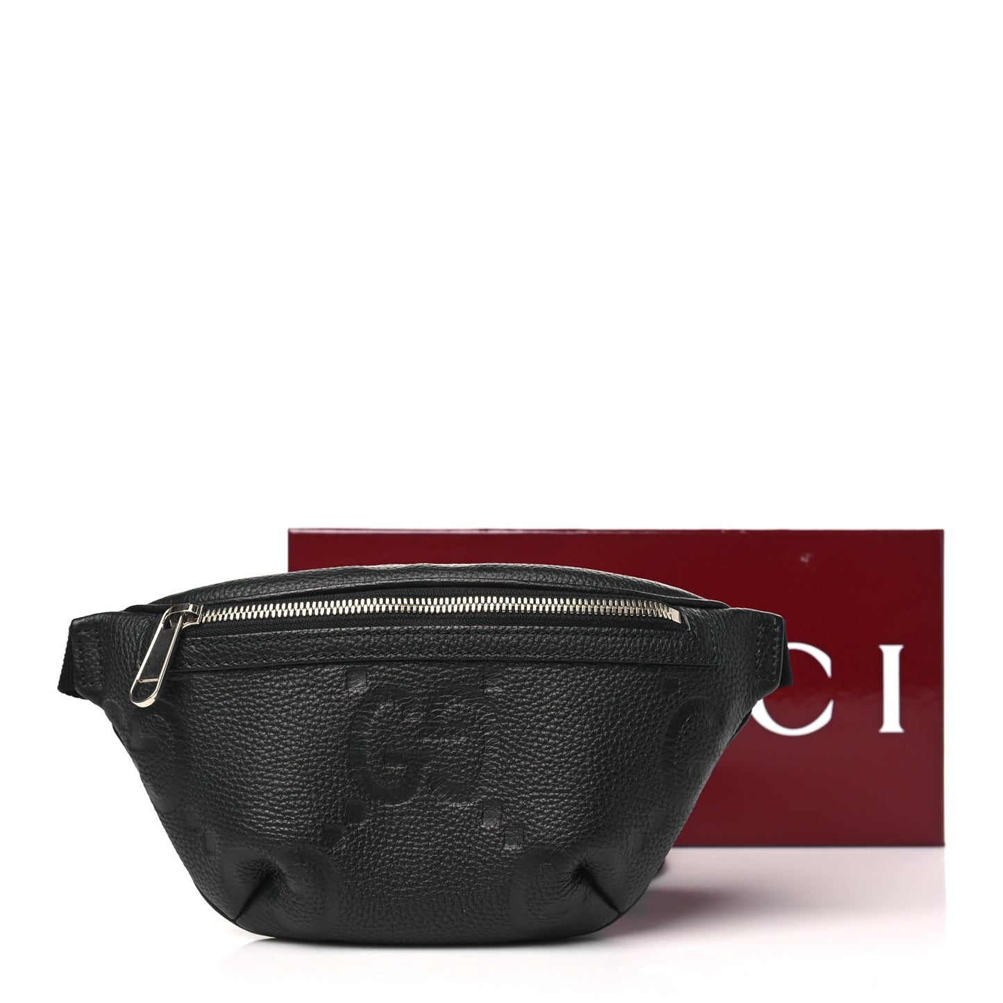Piuma Calfskin Jumbo GG Embossed Small Belt Bag Black