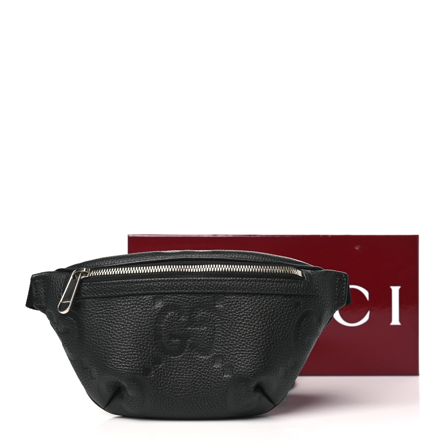 Gucci Piuma Calfskin Jumbo GG Embossed Small Belt Bag Black 10 of 10