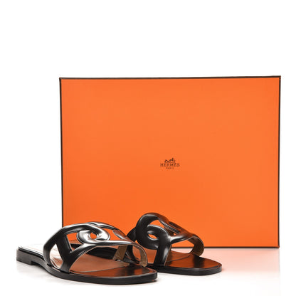 Hermes Calfskin Omaha Sandals 38 Black 8 of 8