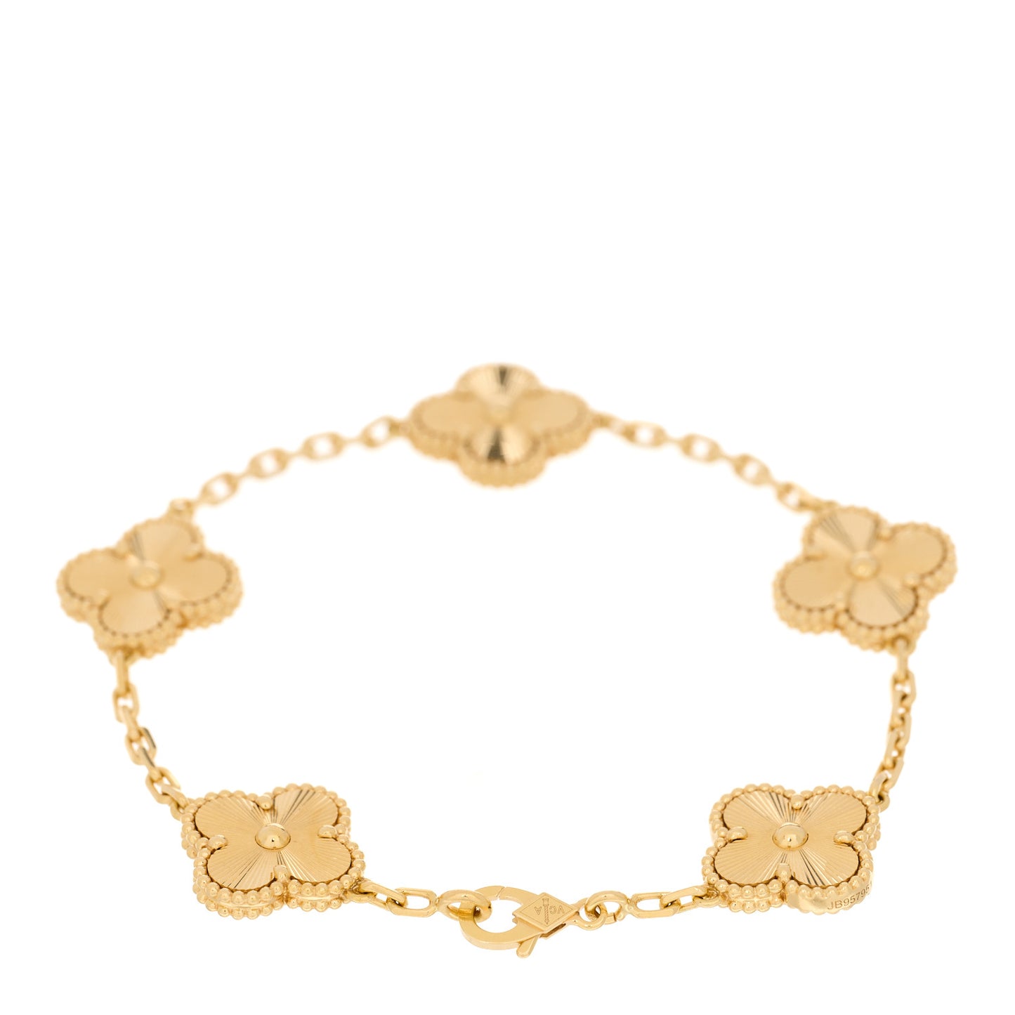 18K Yellow Gold 5 Motifs Guilloche Vintage Alhambra Bracelet