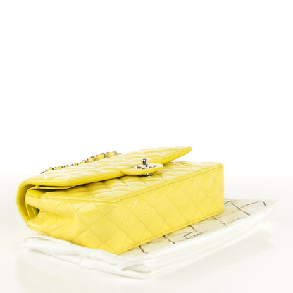 Chanel Patent Quilted Medium Double Flap Yellow 4 of 9
