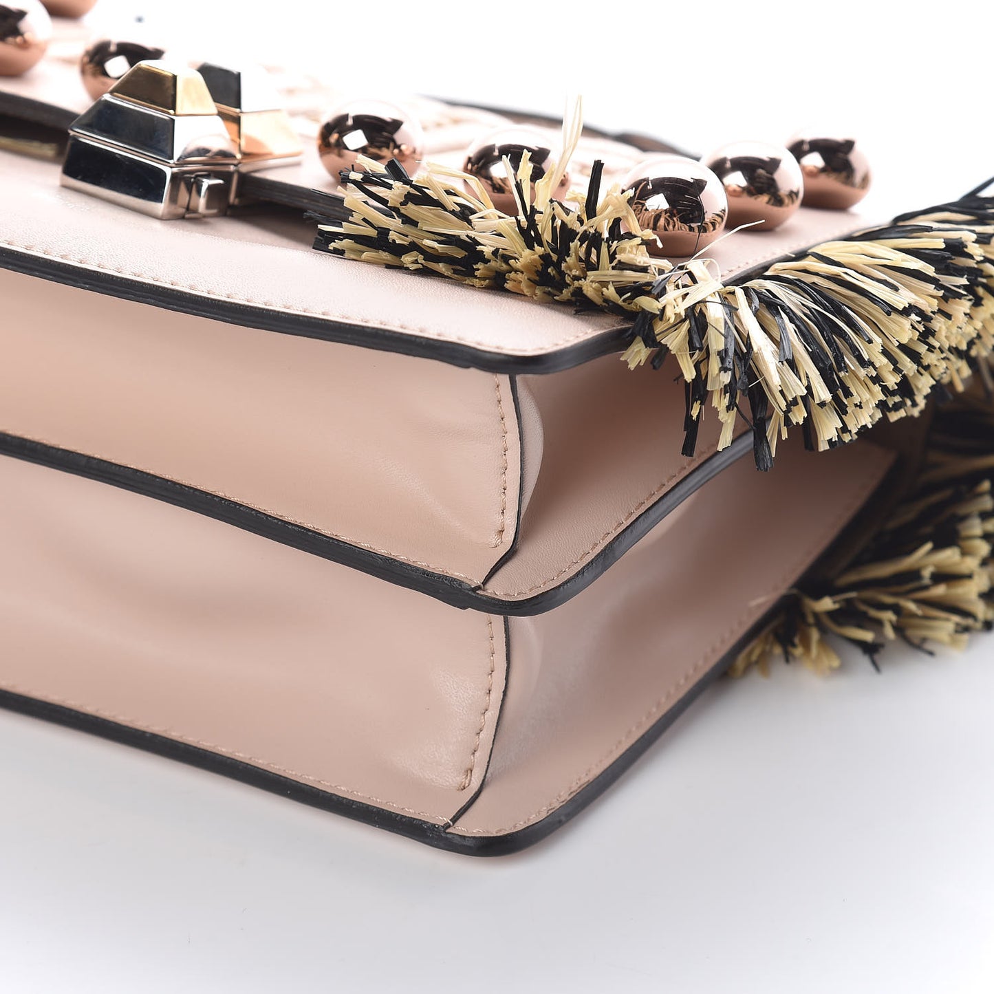 Calfskin Raffia F is Fendi FF Small Kan I Shoulder Bag Plaster Multicolor