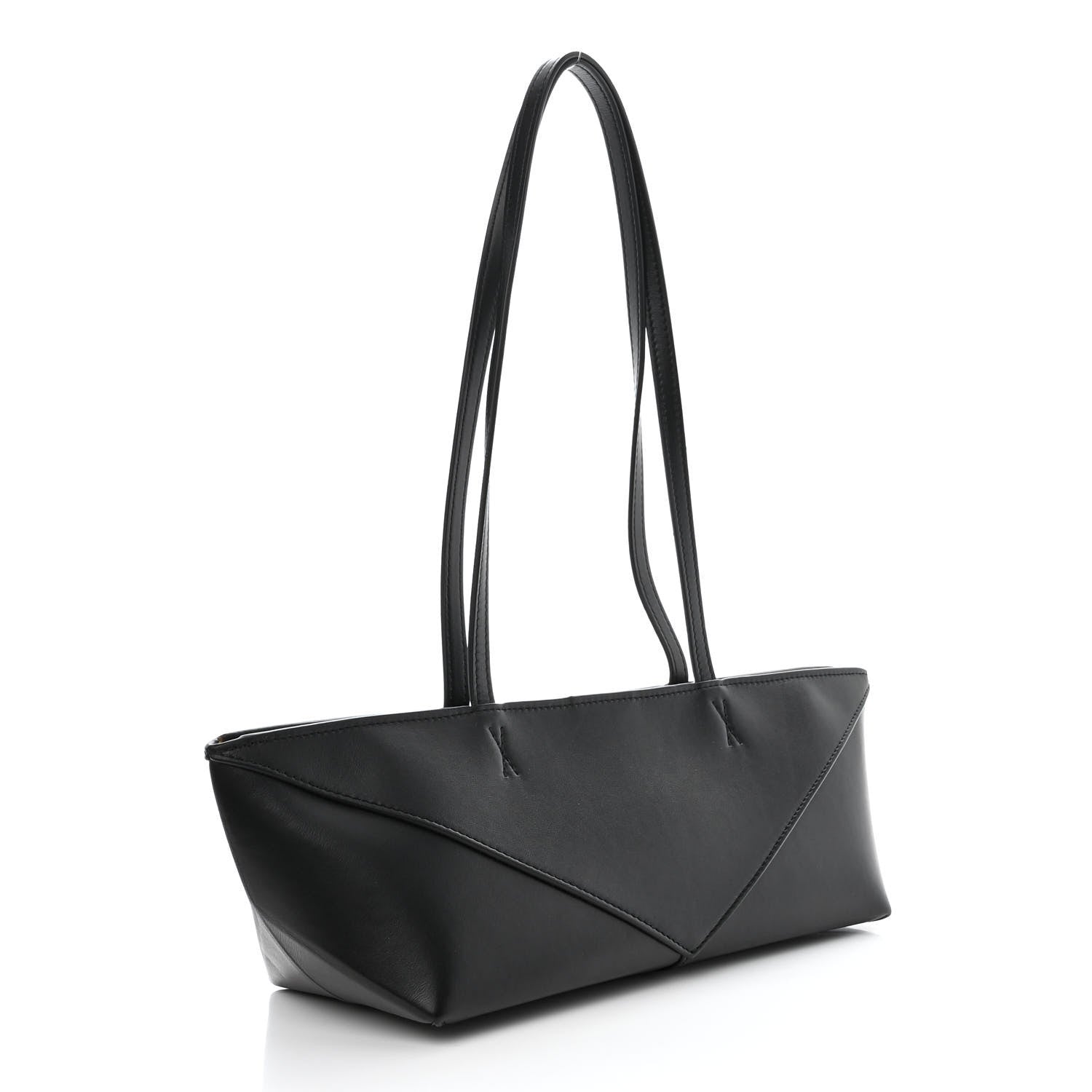 Loewe Shiny Calfskin Mini Cropped Puzzle Fold Tote Black 3 of 10