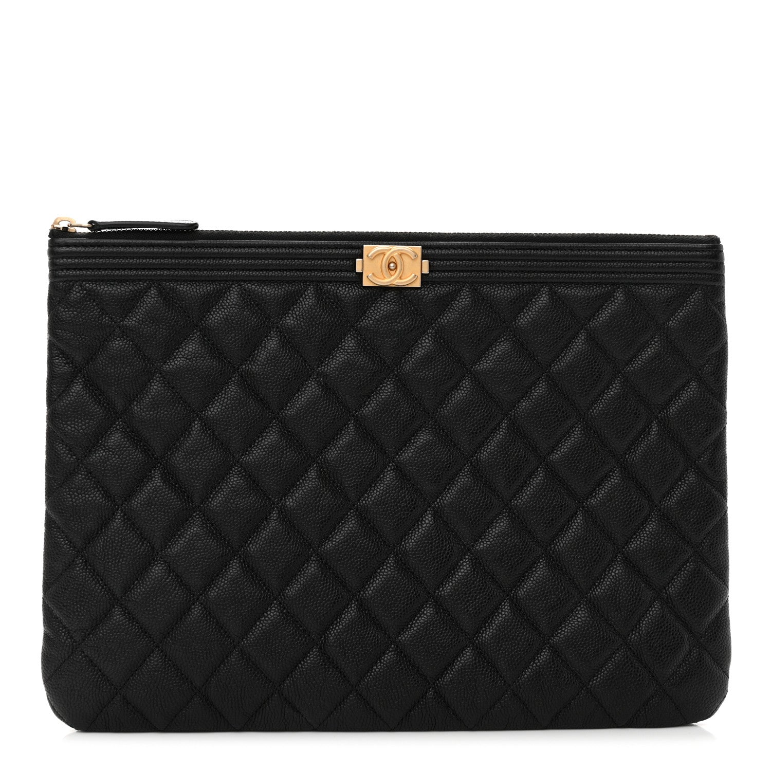 Chanel Caviar Quilted Large Boy Zip Pouch Black 1 of 9