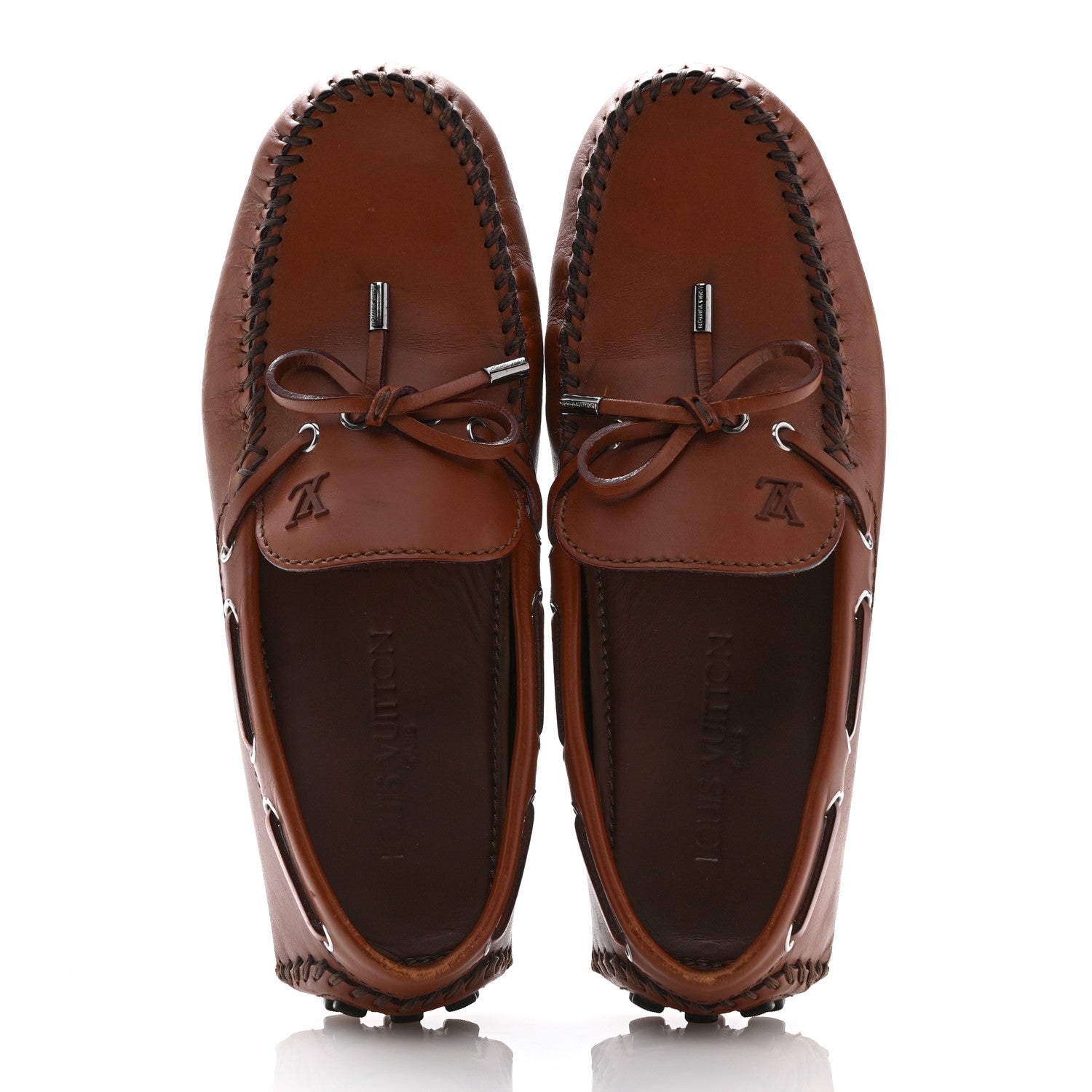 Louis Vuitton Calfskin Mens Arizona Car Shoe Moccasin Loafers 8 Brown 2 of 13