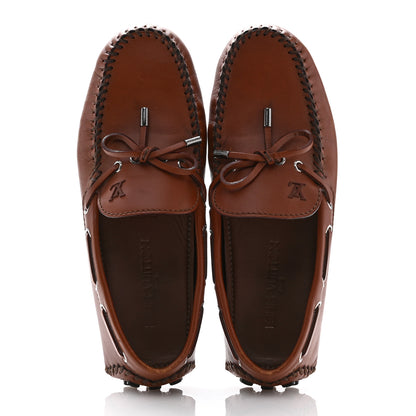 Louis Vuitton Calfskin Mens Arizona Car Shoe Moccasin Loafers 8 Brown 2 of 13