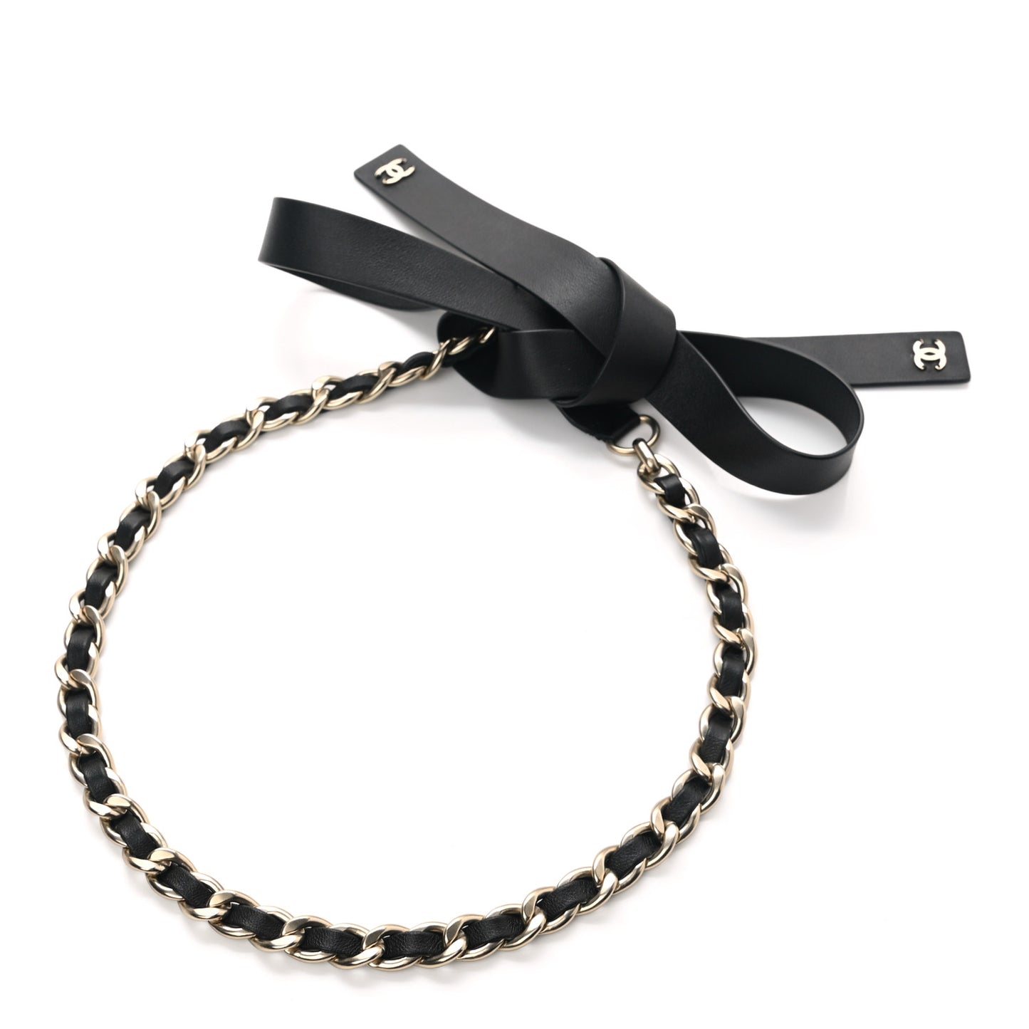 Lambskin Chain Belt XS Black Gold