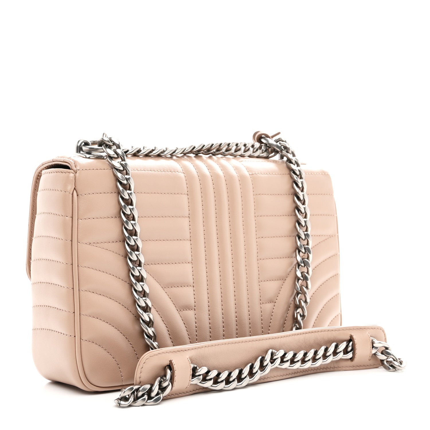 Prada Soft Calfskin Impunture Diagramme Medium Chain Flap Shoulder Bag Cipria 3 of 11