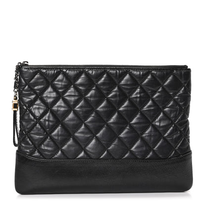 Chanel Aged Calfskin Quilted Medium Gabrielle Cosmetic Case Black 1 of 8