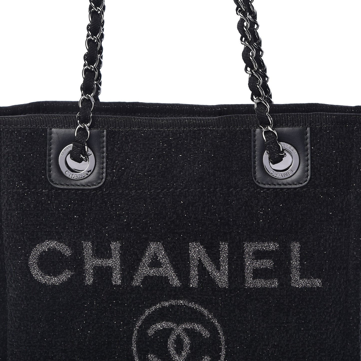 Lurex Boucle Mini Deauville Tote Black