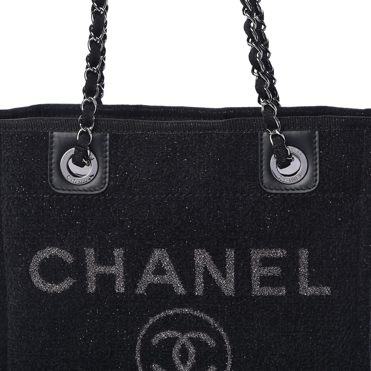 Chanel Lurex Boucle Mini Deauville Tote Black 7 of 10