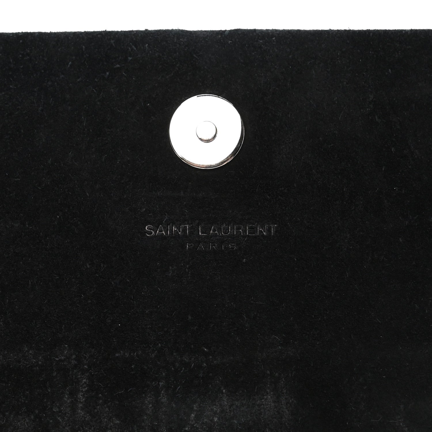 Saint Laurent Calfskin Crocodile Embossed Classic Monogram Tassel Clutch Black 6 of 8
