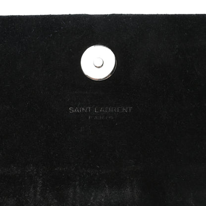 Saint Laurent Calfskin Crocodile Embossed Classic Monogram Tassel Clutch Black 6 of 8