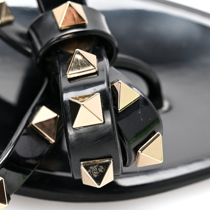 Valentino Garavani PVC Jelly Rockstud Bow Thong Sandals 41 Black 9 of 10