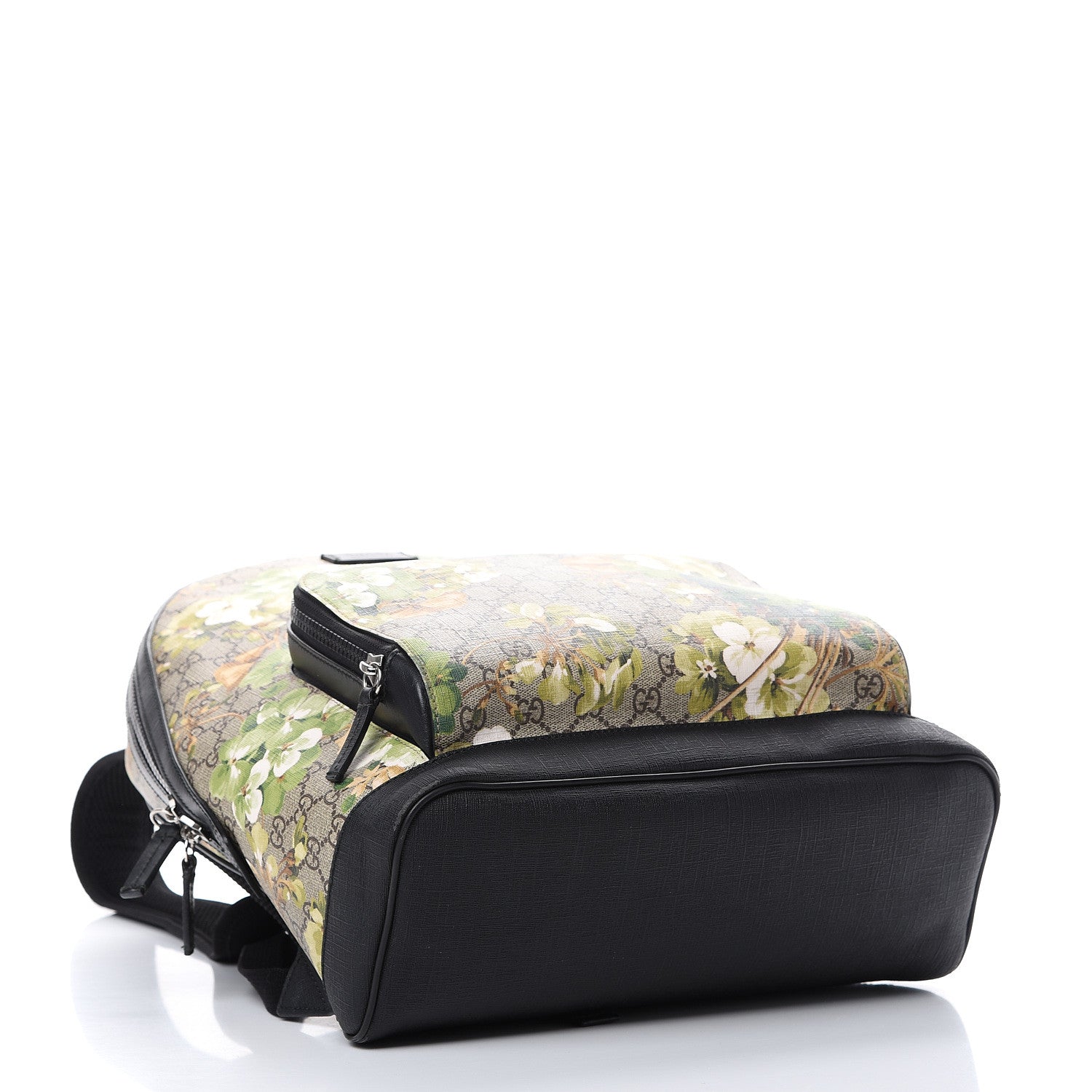 Gucci GG Supreme Monogram Blooms Medium Day Backpack Beige New Military Black 3 of 16