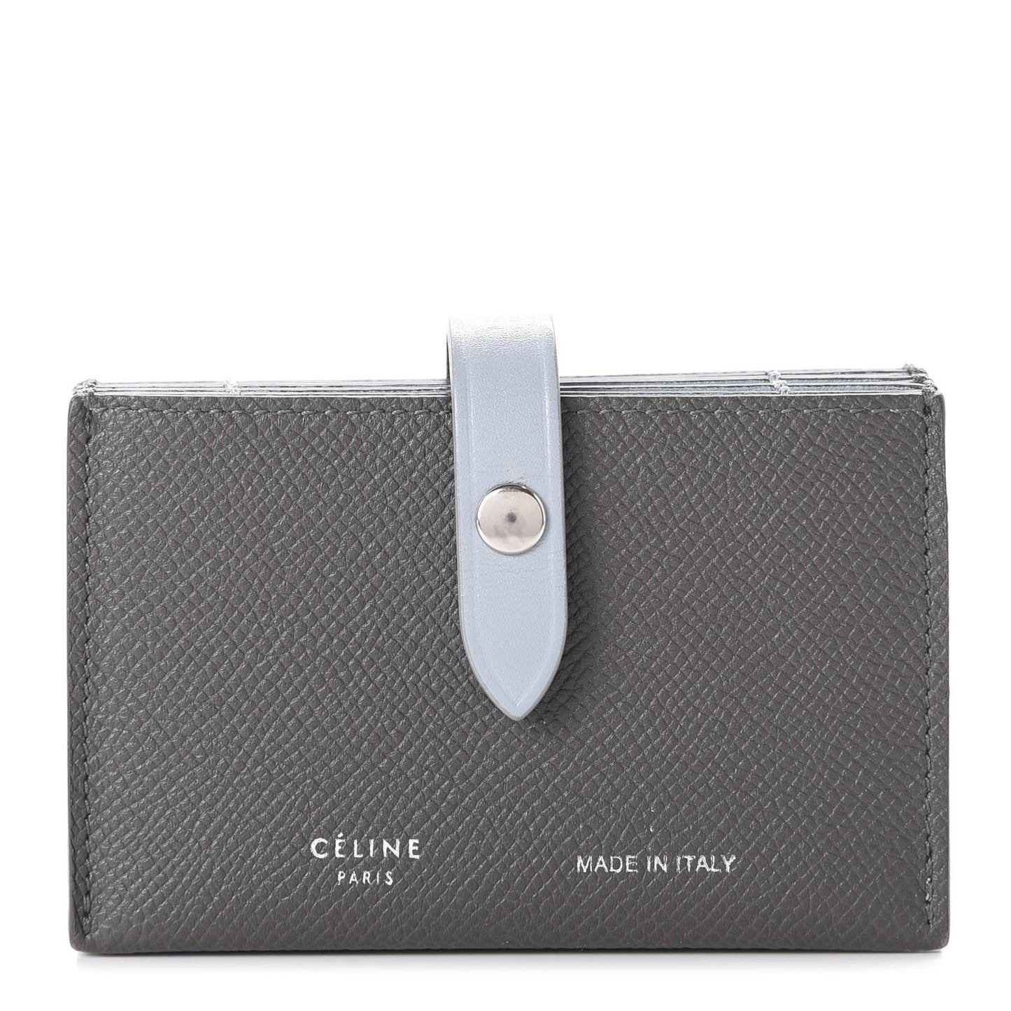 Grained Shiny Calfskin Accordion Card Holder Grey