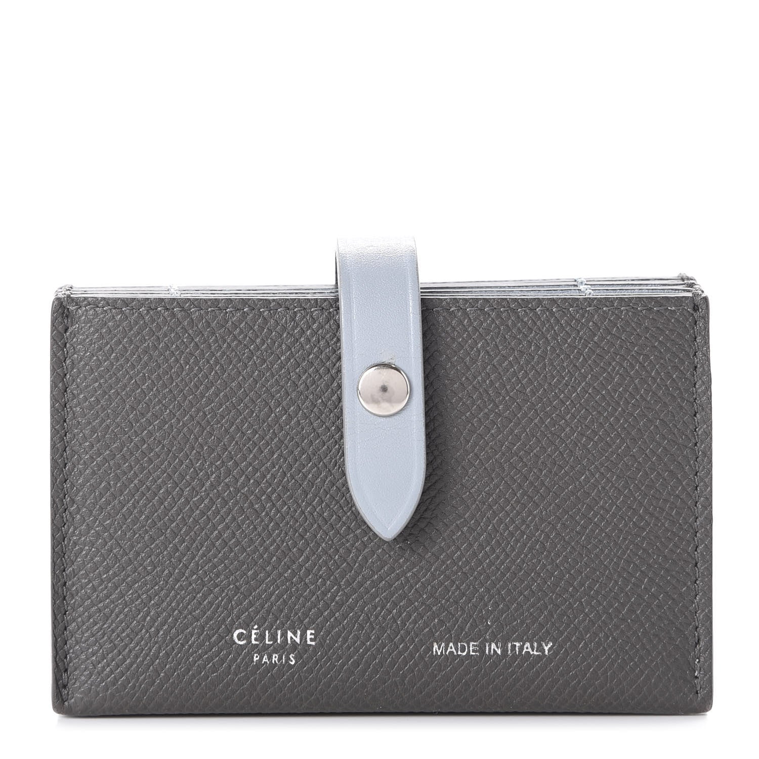 Celine Grained Shiny Calfskin Accordion Card Holder Grey 1 of 10