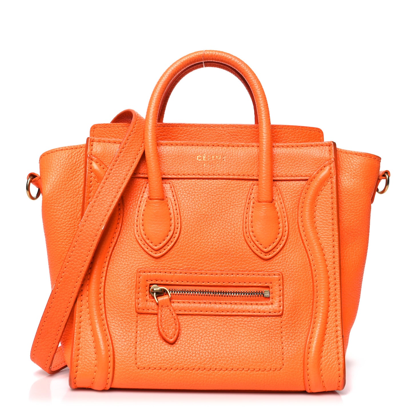 Drummed Calfskin Nano Luggage Bright Orange