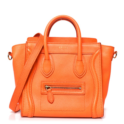 Celine Drummed Calfskin Nano Luggage Bright Orange 1 of 14
