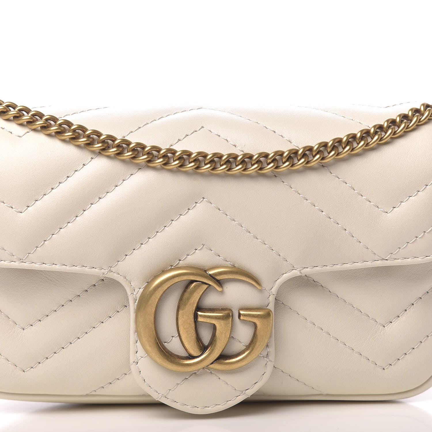 Gucci Calfskin Matelasse Super Mini GG Marmont Shoulder Bag White 8 of 11