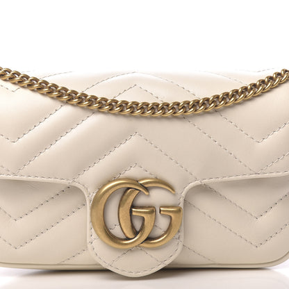 Gucci Calfskin Matelasse Super Mini GG Marmont Shoulder Bag White 8 of 11