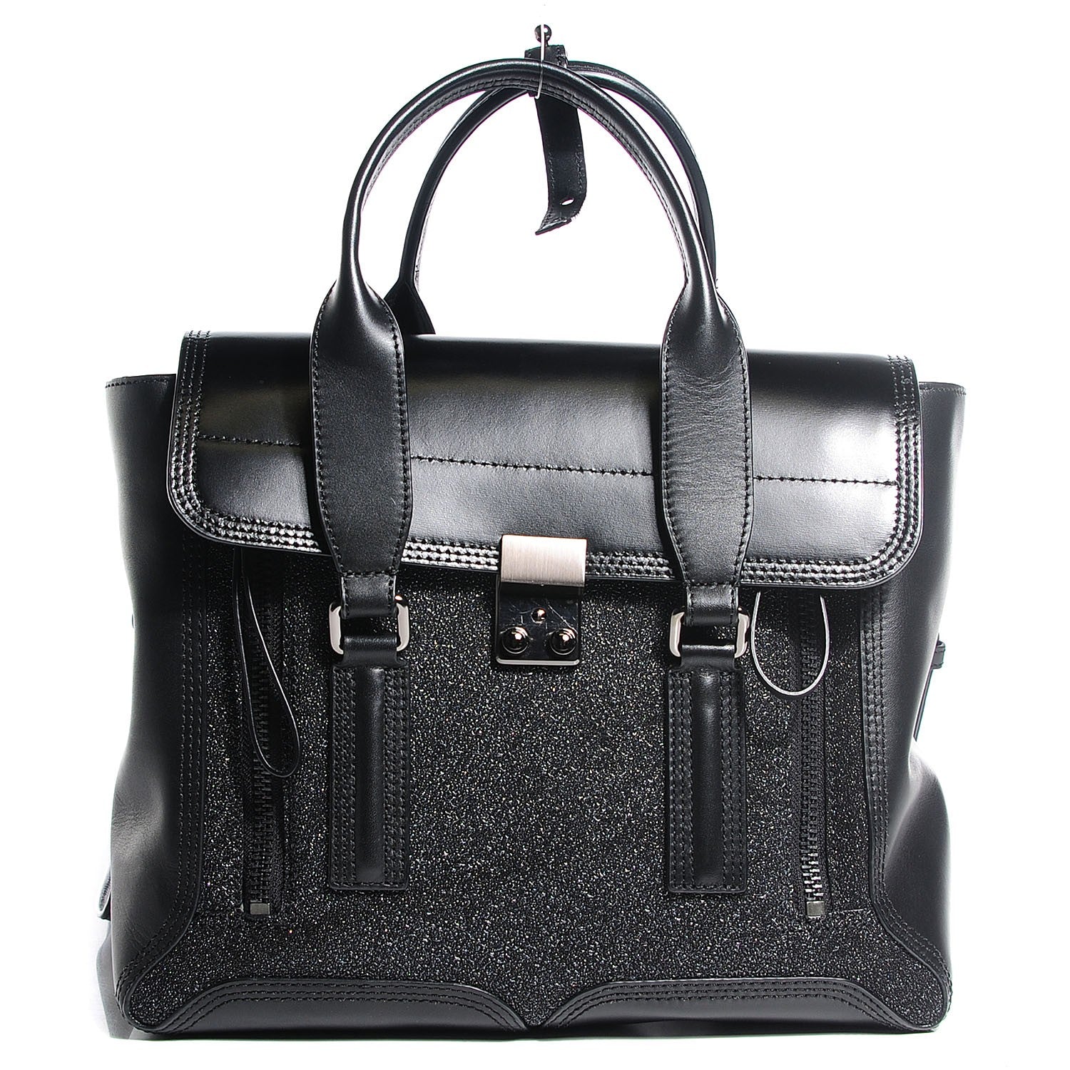 3.1 Phillip Lim 3.1 Textured Calfskin Medium Pashli Satchel Black 1 of 11