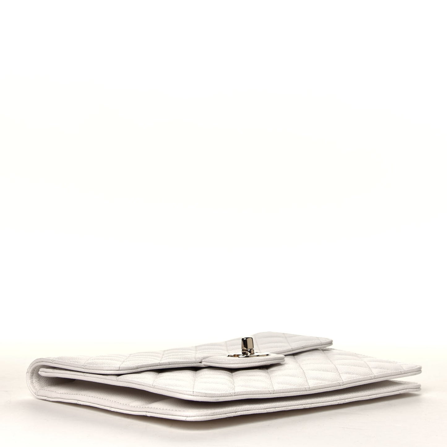 Caviar Quilted Square Flap Clutch White