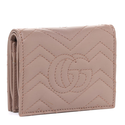 Gucci Calfskin Matelasse GG Marmont Card Case Wallet Porcelain Rose 3 of 8
